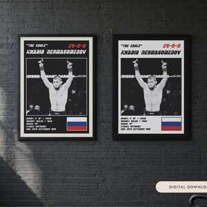 Khabib Nurmagomedov MMA Poster | Gym Wall Art Print | White and Black Editions | Digital Download image 1
