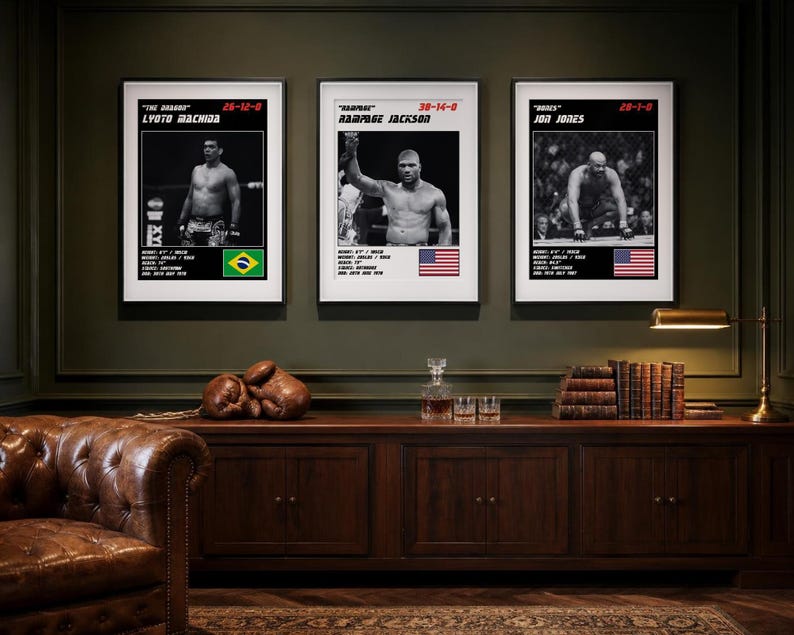 MMA Poster Set of 5 | Light Heavyweight Kings | Jon Jones, Evans, Griffin, Machida, Rampage | Fight Wall Art | Digital Download image 3