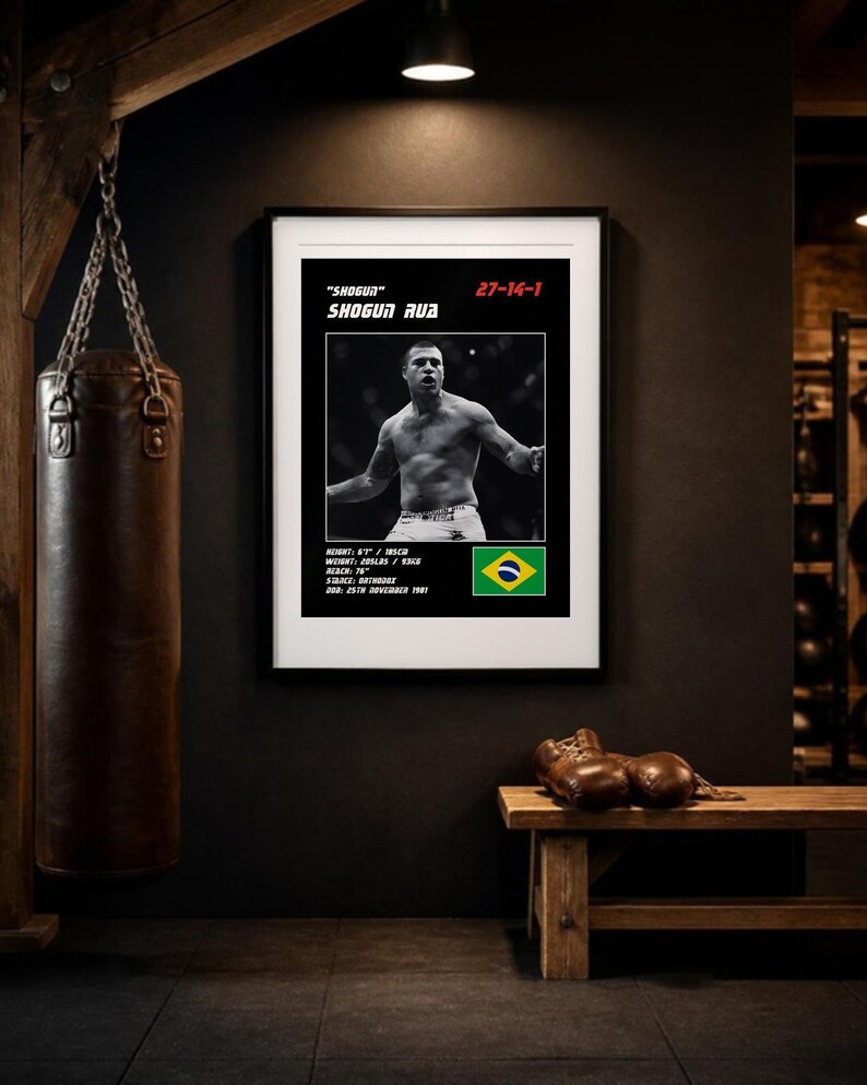 Shogun Rua MMA Poster | Shogun Fight Wall Art Print | Black and White Editions | Digital Download image 3