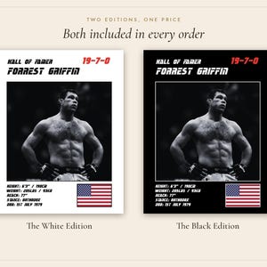Forrest Griffin MMA Poster | Hall of Famer Fight Wall Art Print | Black and White Editions | Digital Download image 5