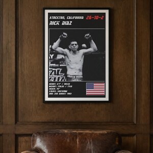 Nick Diaz MMA Poster | Stockton Fight Wall Art Print | Black and White Editions | Digital Download image 2