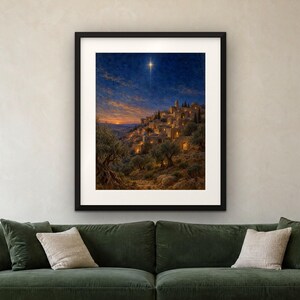 Star of Bethlehem Print, Vintage Christmas Oil Painting, Christian Decor (Digital Download) image 4