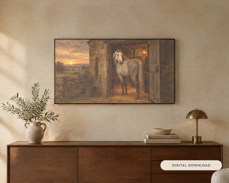 Equestrian Frame TV Art Set of 6, Antique Horse Oil Paintings (Digital Download) image 1