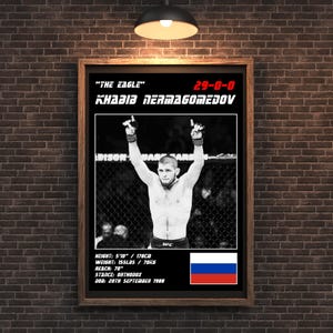 MMA Digital UFC Fighter Print - Khabib The Eagle Nurmagomedov Black Wall Poster | Iconic Artwork for Sports Fans