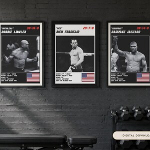 MMA Poster Set of 3 | Knockout Artists | Robbie Lawler, Rich Franklin, Rampage Jackson | Fight Wall Art | Digital Download