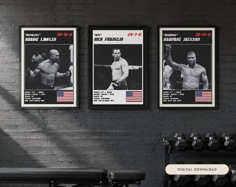 MMA Poster Set of 3 | Knockout Artists | Robbie Lawler, Rich Franklin, Rampage Jackson | Fight Wall Art | Digital Download