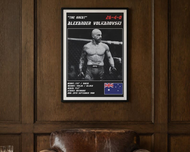 Alexander Volkanovski MMA Poster | Gym Wall Art Print | White and Black Editions | Digital Download image 2