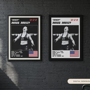 Ronda Rousey MMA Poster | Gym Wall Art Print | White and Black Editions | Digital Download