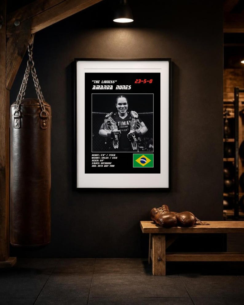Amanda Nunes MMA Poster | The Lioness Fight Wall Art Print | Black and White Editions | Digital Download image 3