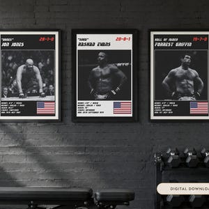 MMA Poster Set of 5 | Light Heavyweight Kings | Jon Jones, Evans, Griffin, Machida, Rampage | Fight Wall Art | Digital Download