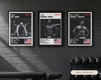 MMA Poster Set of 5 | Light Heavyweight Kings | Jon Jones, Evans, Griffin, Machida, Rampage | Fight Wall Art | Digital Download