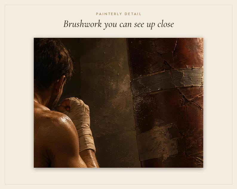 Boxing Oil Painting Print | Heavy Bag Boxer Gym Wall Art | Vintage Man Cave Decor | Printable Digital Download image 5