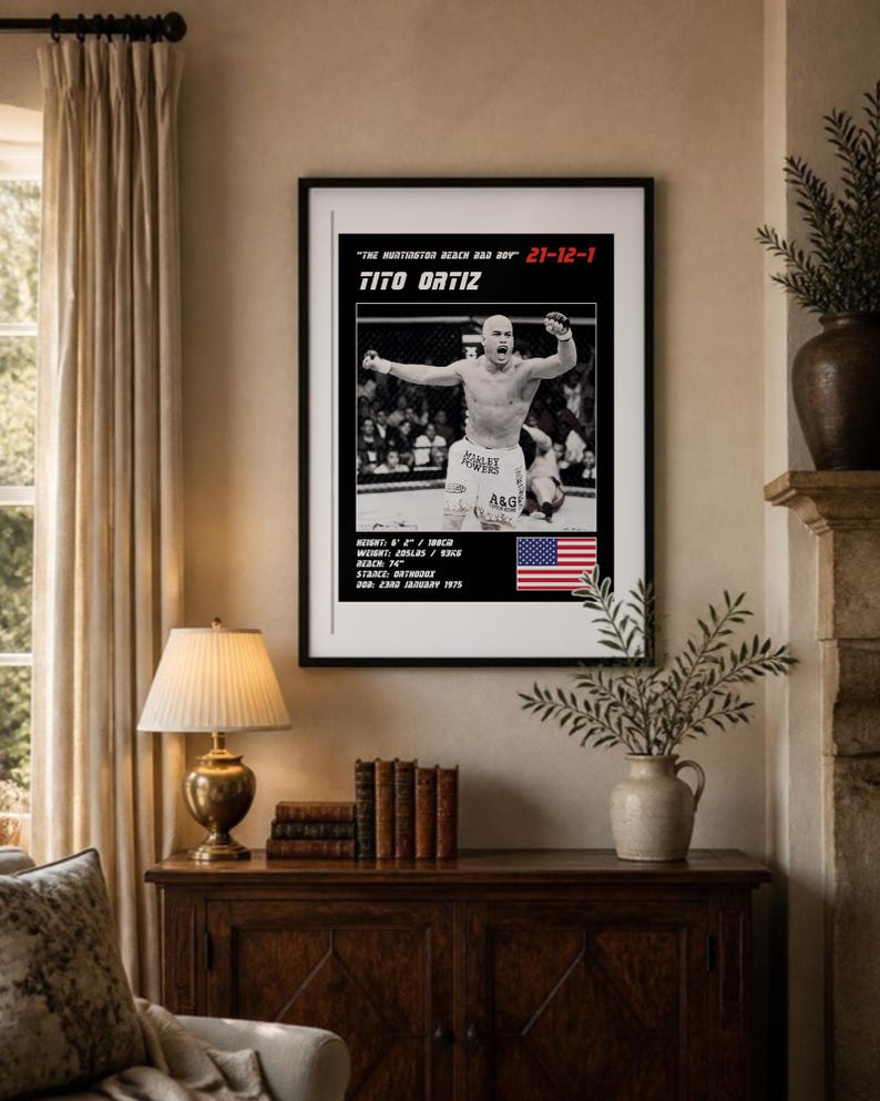 Tito Ortiz MMA Poster | Gym Wall Art Print | White and Black Editions | Digital Download image 3