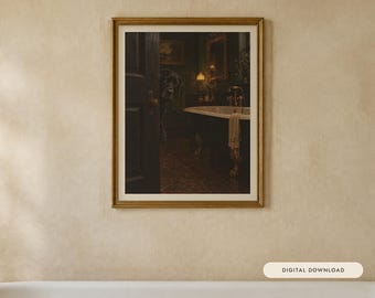 Black Labrador Bathroom Wall Art, Funny Peeking Dog Oil Painting Print (Digital Download)