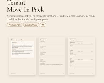 Tenant Welcome Pack Printable | Landlord Move In Pack, Welcome Letter, Property Inventory and Condition Checklist, Meter Readings | UK