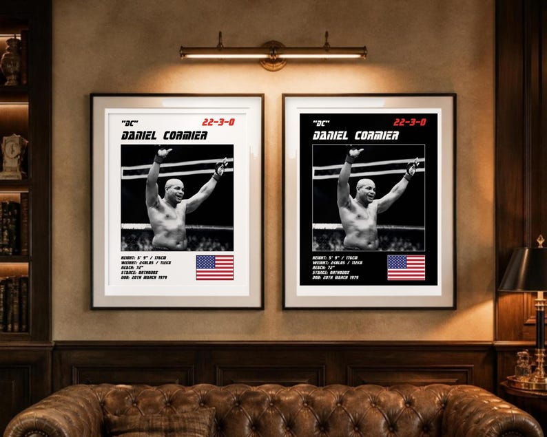 Plakat MMA Daniela Cormiera | Grafika ścienna do siłowni | Edycja biała i czarna | Pobieranie cyfrowe zdjęcie 4