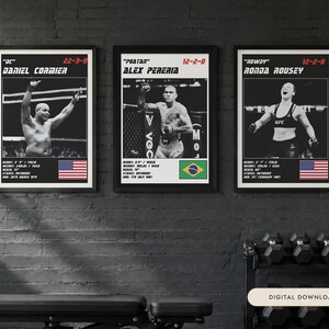 Zestaw 3 plakatów MMA | Kolekcja Mistrzów | Cormier, Pereira, Rousey | Zestaw plakatów ściennych do siłowni | Pobieranie cyfrowe zdjęcie 1