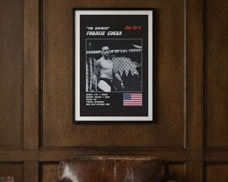Frankie Edgar MMA Poster | The Answer Fight Wall Art Print | Black and White Editions | Digital Download image 2