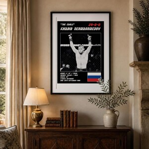 Khabib Nurmagomedov MMA Poster | Gym Wall Art Print | White and Black Editions | Digital Download image 3