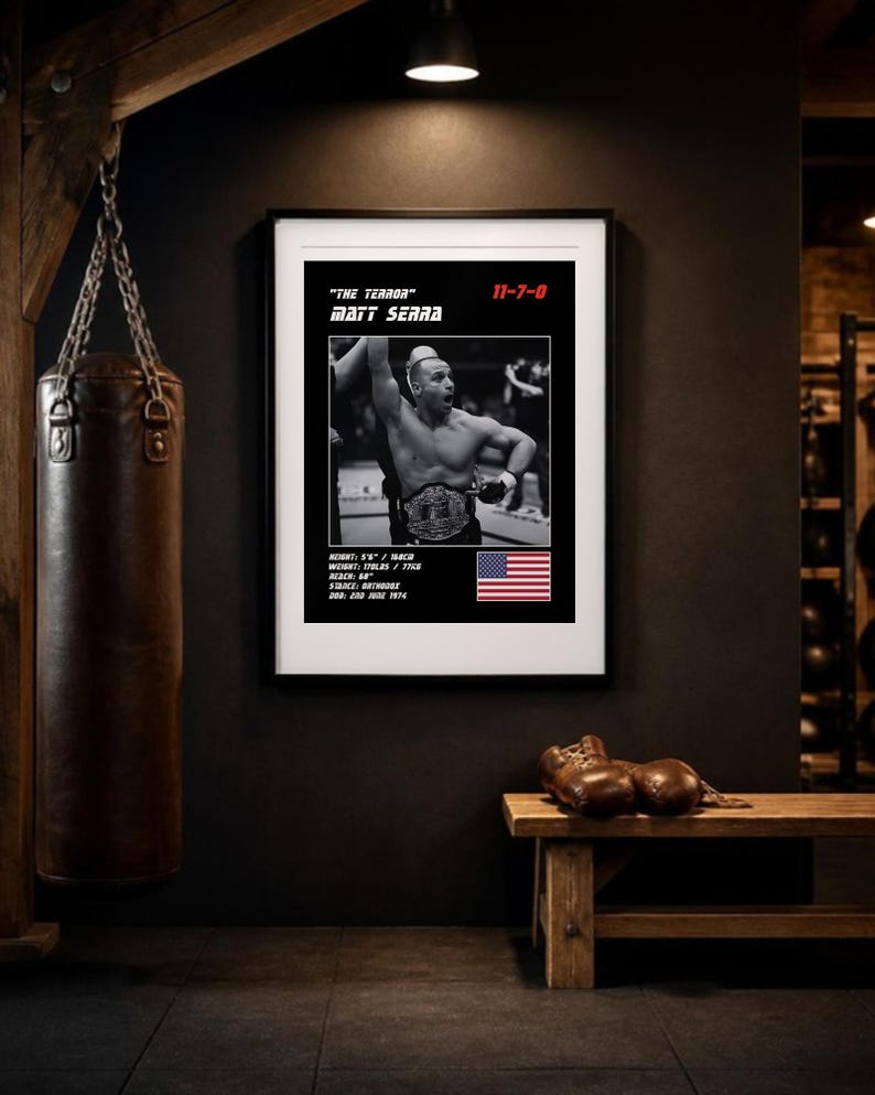 Matt Serra MMA Poster | The Terror Fight Wall Art Print | Black and White Editions | Digital Download image 3