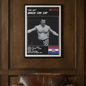 Mirko Cro Cop MMA Poster | Cro Cop Fight Wall Art Print | Black and White Editions | Digital Download image 2