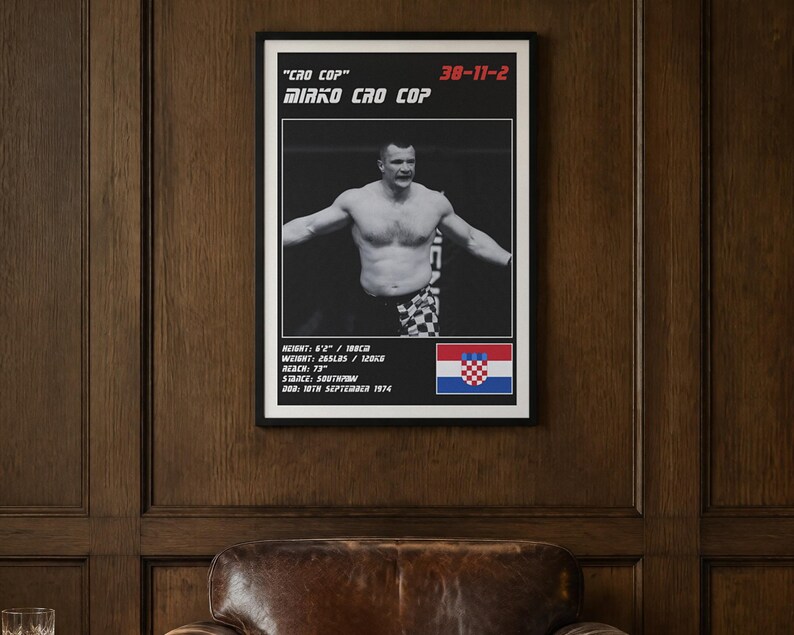 Mirko Cro Cop MMA Poster | Cro Cop Fight Wall Art Print | Black and White Editions | Digital Download image 2