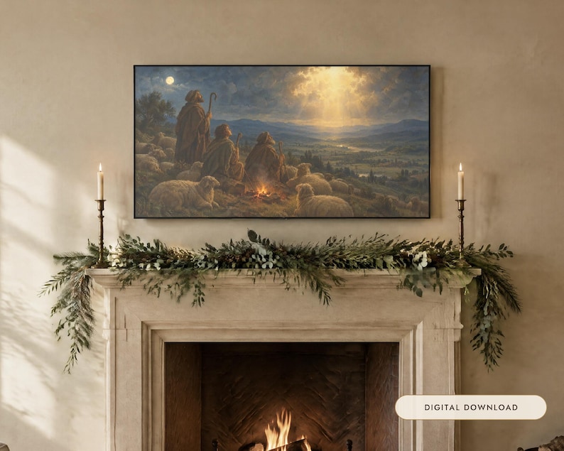 Frame TV Art: Os Pastores, Presépio de Natal - Pintura a Óleo (Download Digital) imagem 1