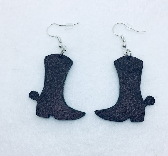 Green Textured Faux Leather Earrings with cactus Charm