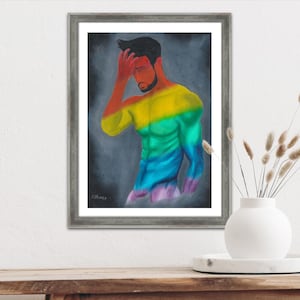Stampa artistica del torso maschile gay - Decorazione murale LGBTQ+ moderna per la casa o l'ufficio