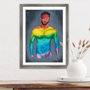 Stampa artistica del torso maschile gay - Decorazione murale LGBTQ+ moderna per la casa o l'ufficio