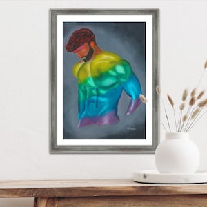 Stampa artistica del torso maschile gay - Decorazione murale LGBTQ+ moderna per la casa o l'ufficio