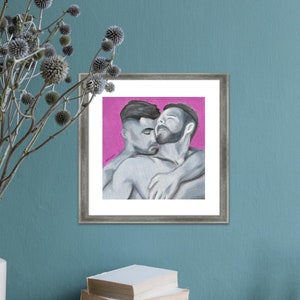 Gay Male Paar Kunstdruck - Romantische LGBTQ+ Wand Dekoration für Zuhause oder Büro