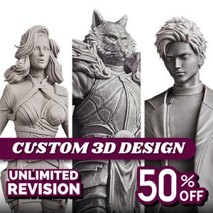 Conversión de modelos 3D personalizados/STL para impresión 3D, miniaturas de D&D, escultura digital y figuras de acción.