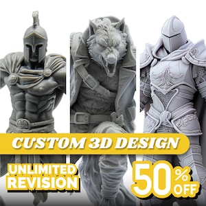 Benutzerdefinierte 3D-Modellierung DND | Custom Dungeon and Dragons Charakter Figur | Erschwingliches 3D-Design |  Modellierung für 3D-Druck | 3D Skulptur