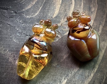 Lampwork goddess honeybee glass focal art bead pendant - Mother Queen Bee