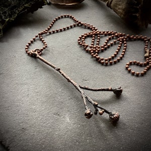 Copper seed pod natural curiosity flower pendant talisman electroformed pendant necklace
