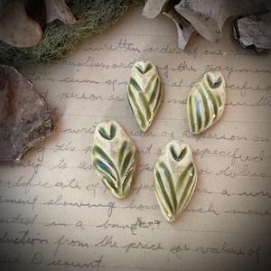 Owl cabochon ceramic porcelain stoneware clay cab jewelry supply handmade art bead finding ONE component