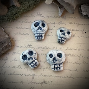 Skull cabochon ceramic poreclain stoneware clay cab jewelry supply handmade art bead finding ONE component