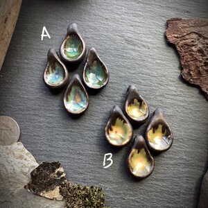 Ceramic earring pendant drop art bead bronze gold yellow green blue jewelry supply handmade component image 5