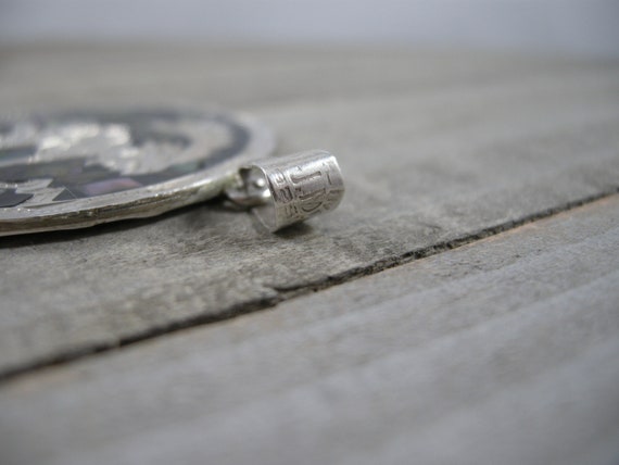 sterling silver two-sided large round Mexico pend… - image 5