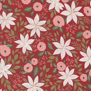 Berry And Pine Poinsettia Party Cranberry Yardage by Lella Boutique for Moda Fabrics | 5240 14