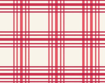 Heirloom Red Plaid Cream Yardage by My Mind's Eye for Riley Blake Designs | C14344 CREAM Quilting Cotton Fabric