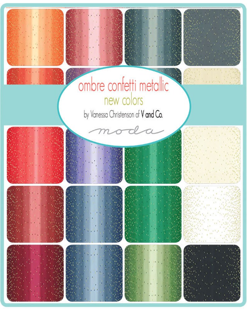 Ombre Confetti Metallic Dot Half Yard Bundle New Colors by V and Co for Moda Fabrics 17 Fabrics 10807HYMN