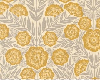 Flower Press Ecru Gold Floral Yardage by Katharine Watson for Moda Fabrics | 3300 22