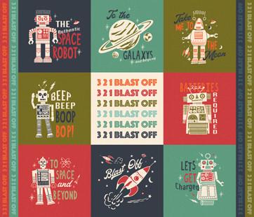 321 Blast Off Panel Space Square Multi by Stacy Iest Hsu for Moda Fabrics | Panel Size: 36" x 44" | 20956 11