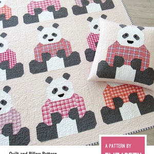 Pandas in Sweaters Quilt Pattern by Elizabeth Hartman | All Piecing, no Applique! | EH064