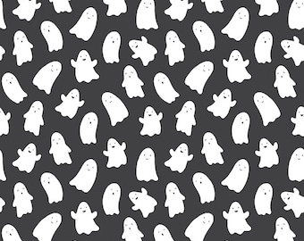 Hey Pumpkin Ghosts Charcoal Yardage by My Mind's Eye for Riley Blake Designs | C16032-CHARCOAL