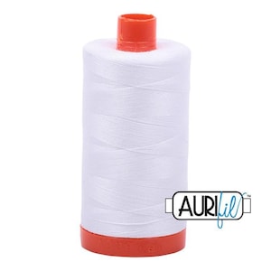 Aurifil MK50 2024 White Large Spool Mako Cotton Cotton Thread 1422 Yards | Mako Cotton Thread image 1