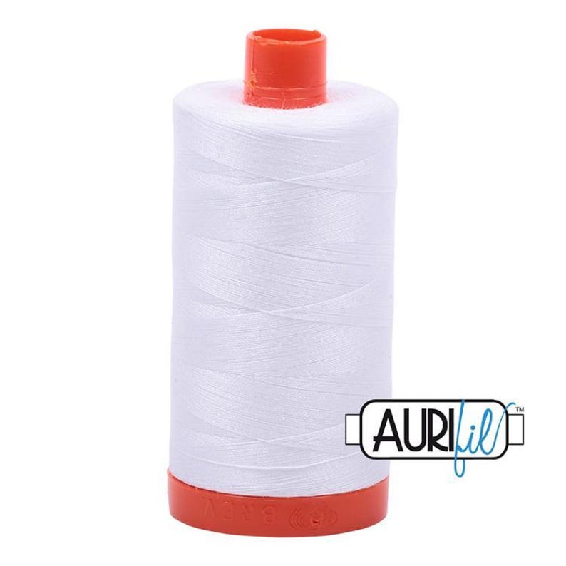 Aurifil MK50 2024 White Large Spool Mako Cotton Cotton Thread 1422 Yards | Mako Cotton Thread image 1