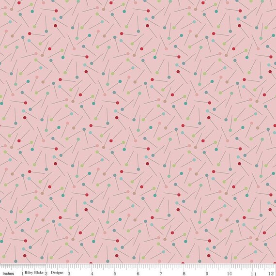My Happy Place Pink Pins HD11215 PINK Lori Holt Home Dec Fabric 57/58” wide